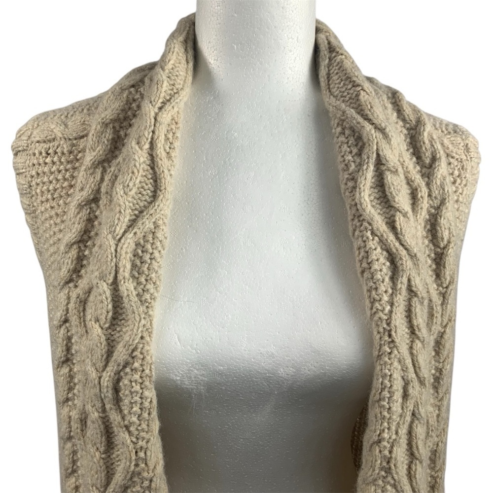 Eddie Bauer Cable Knit Vest Hand Knit Look Wool Oatmeal Heritage Cottage Coastal - Picture 5 of 12